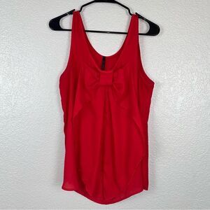 Mezcalero Womens Scoop Neck Sleeveless Bow Front Accent Tank Top Blouse Red
